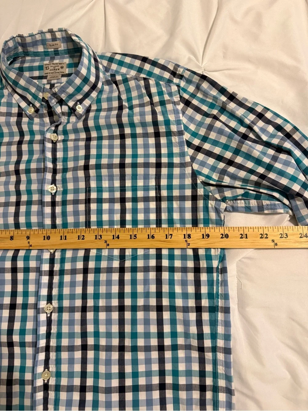 J. Crew Button-Down Plaid Shirt in Teal & Blue - Classic Men's Style